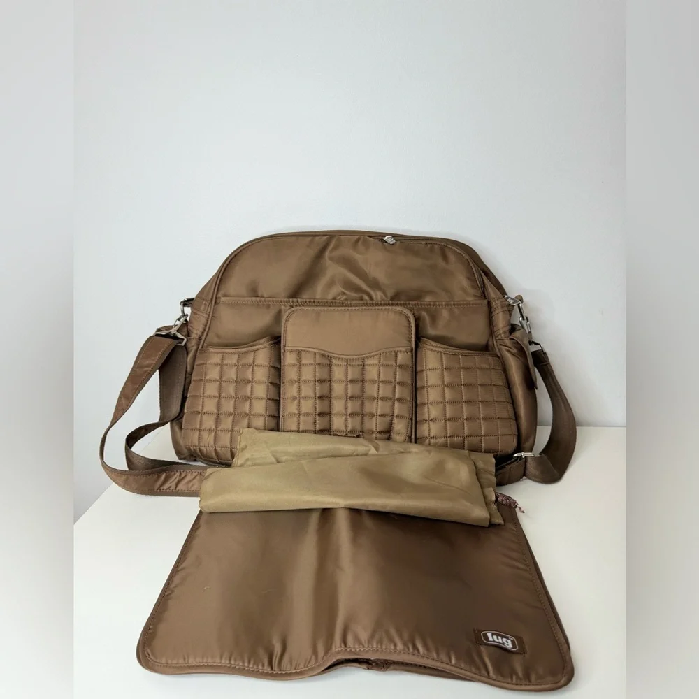 Lug Tuk Tuk Brown Quited Carry All Baby Diaper Bag Changing Pad Travel Overnight